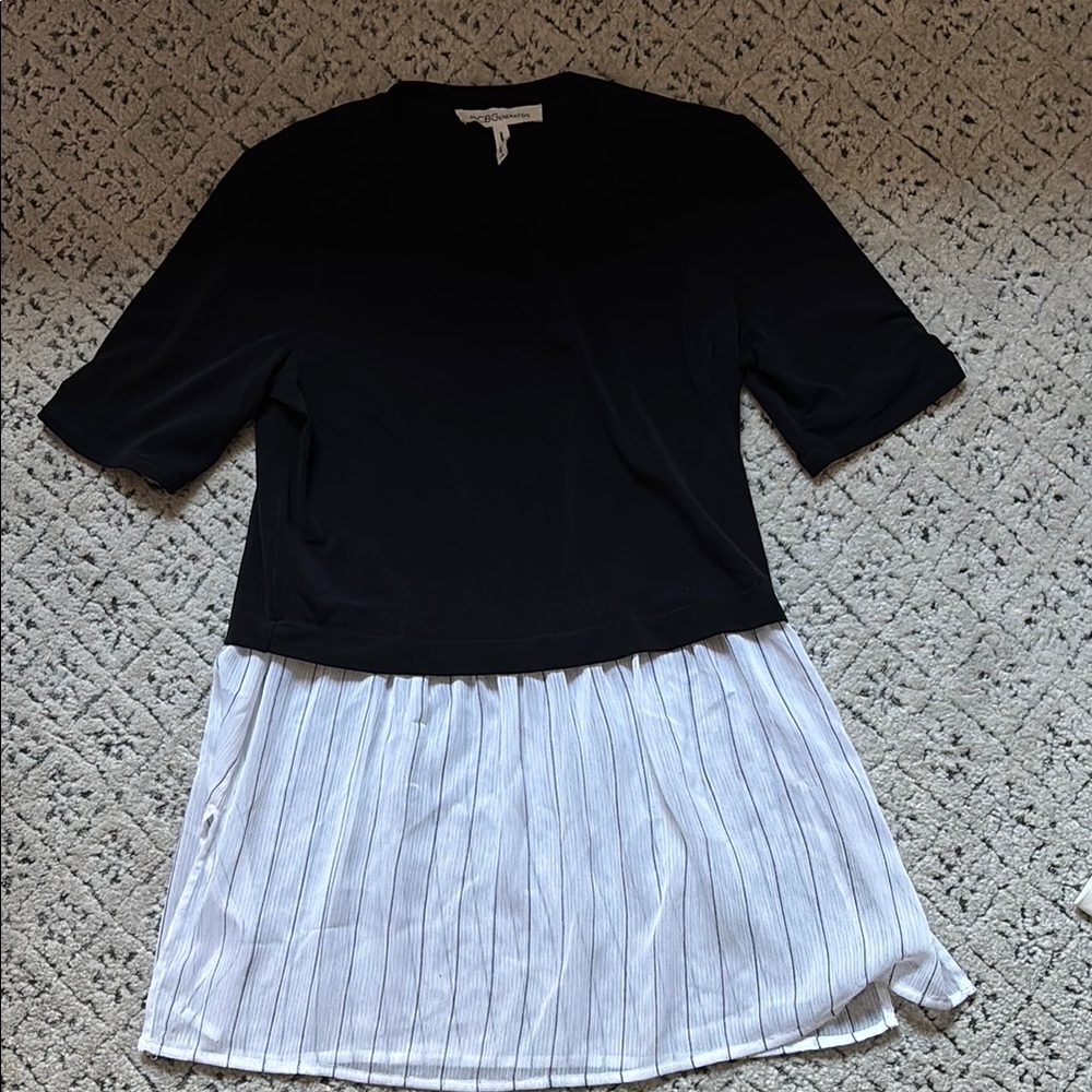 Chic Black and White Striped Dress